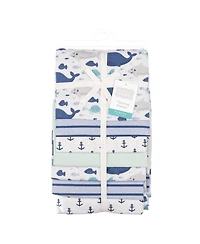 Hudson Baby Cotton Flannel Receiving Blankets 7-Pack Bundle, Sea Friends , One Size