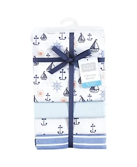 Hudson Baby Cotton Flannel Receiving Blankets 4-Pack, Sunshine And Sailboats , One Size