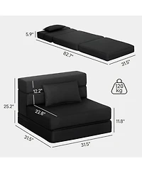 Homcom Folding Sofa Bed, Sleeper Chair with Pillow, Light