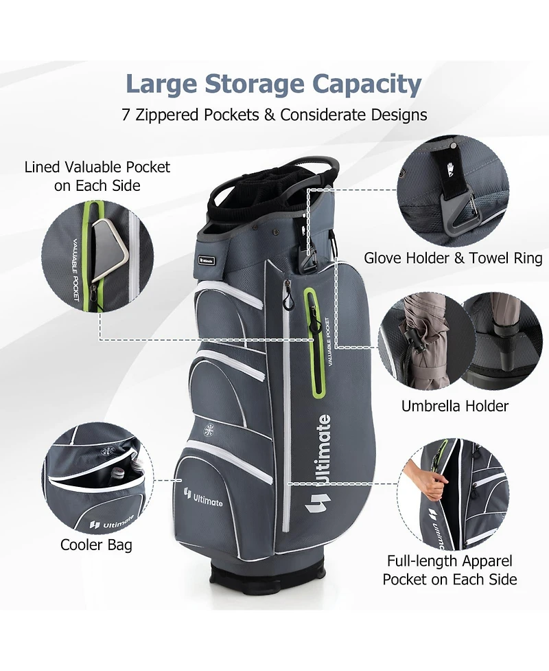 Mecale 9.5 Inch Lightweight Golf Cart Bag with 15 Way Top Dividers