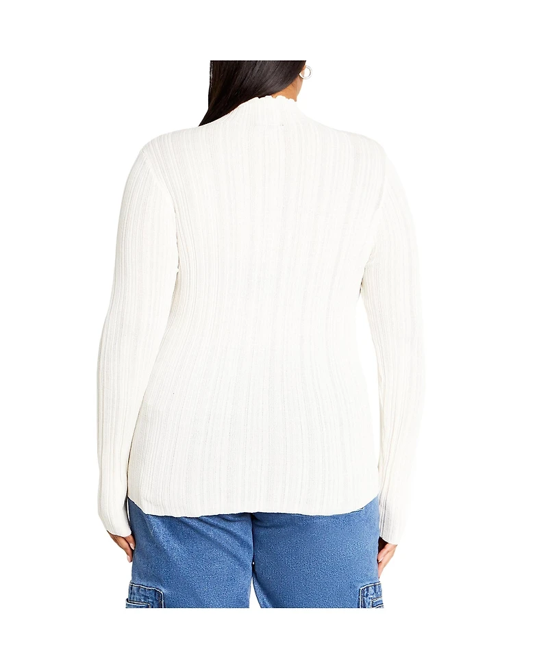 City Chic Plus Crinkle Knit Sweater