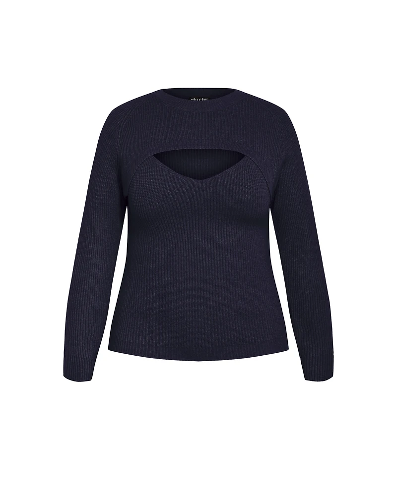 City Chic Women's Rina Ribbed Shrug Cami Sweater