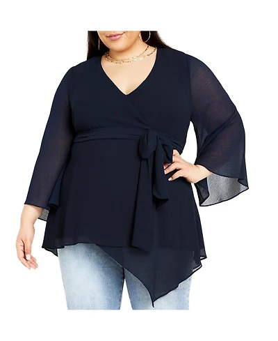 City Chic Women's Arya Wrap Tie Waist Top