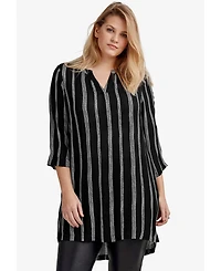 ellos Women's Notch Neck Crinkle Tunic