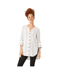 ellos Women's Striped Linen-Blend Tunic