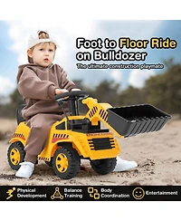Kids Ride on Bulldozer with Adjustable Bucket Engine Sound Excavator Digger Toy
