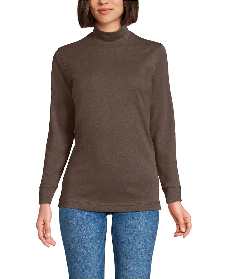 Lands' End Women's Relaxed Cotton Long Sleeve Mock Turtleneck