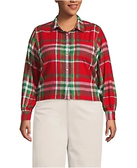 Lands' End Plus Cropped Flannel Shirt