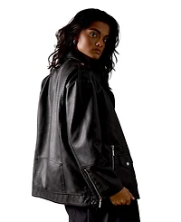 Warehouse Women's Oversized Whipstitch Leather Look Jacket
