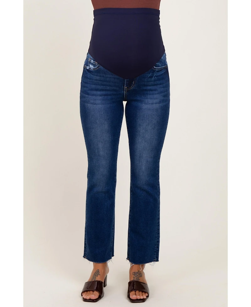 Pinkblush Maternity Navy Blue Cut Hem Kick Flare Jeans