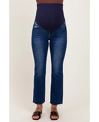 Pinkblush Maternity Navy Blue Cut Hem Kick Flare Jeans