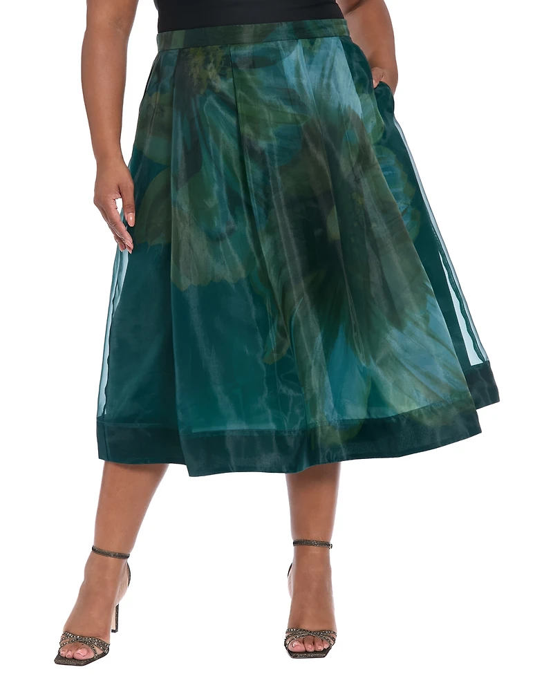 Muse Plus Pleated Organza Midi Skirt