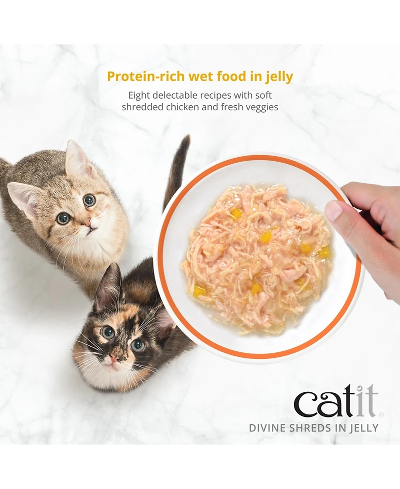Catit Divine Shreds in Jelly, Chicken Multipack, 12x 85g Can