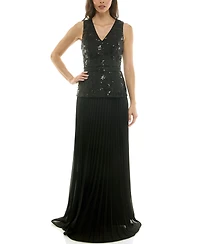 Taylor Women's Drop Waist Sequin V-Neck Dress