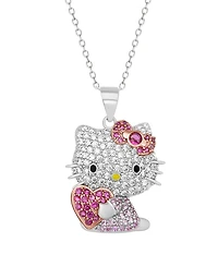 Macy's Cubic Zirconia Heart Pendant Necklace in Sterling Silver