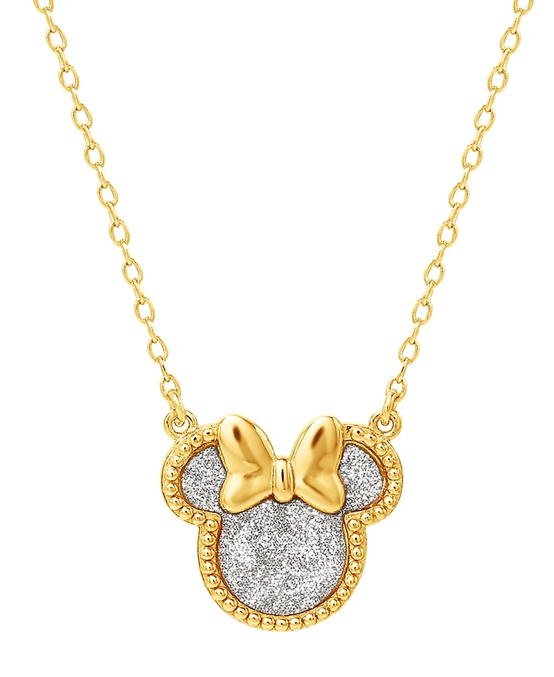 Disney 2-Pc. Minnie Glitter Necklace and Earrings Set in 18K Yellow Gold Over Sterling Silver