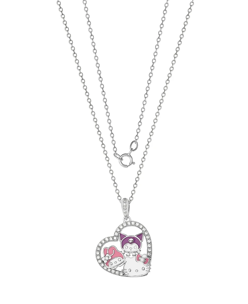 Macy's Cubic Zirconia Hello Kitty Friends Pendant Necklace in Sterling Silver