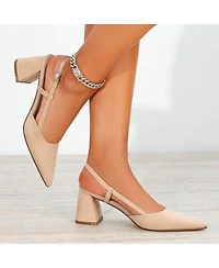 Berness Women's Carrington Faux Suede Slingback Block Heel Pumps