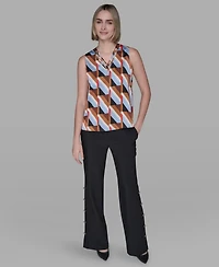 Karl Lagerfeld Paris Women's Sleeveless V-Neck Top