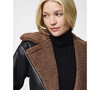 French Connection Women's Collared Faux Suede Zip-Up Jacket