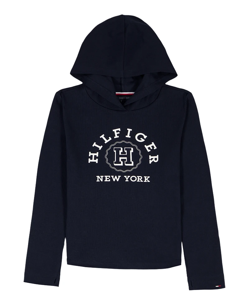 Tommy Hilfiger Girls 7-16 Rib Popover Long-Sleeve Hoodie