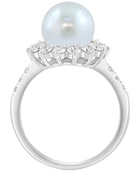 Effy Collection Freshwater Pearl (12mm) and Lab Grown Diamond Ring (1-1/2 ct. t.w.) in Sterling Silver
