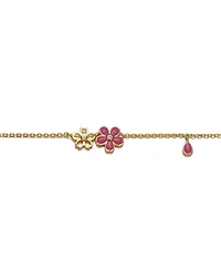 GiGiGirl Kids 14k Gold Plated Pink Flower Charm Bracelet