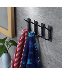 Towel Hook/Adhesive Hooks - Black Wall Hooks Stick for Bathroom and Kitchen Heavy Duty Hooks 4-Pack, Stainless Steel