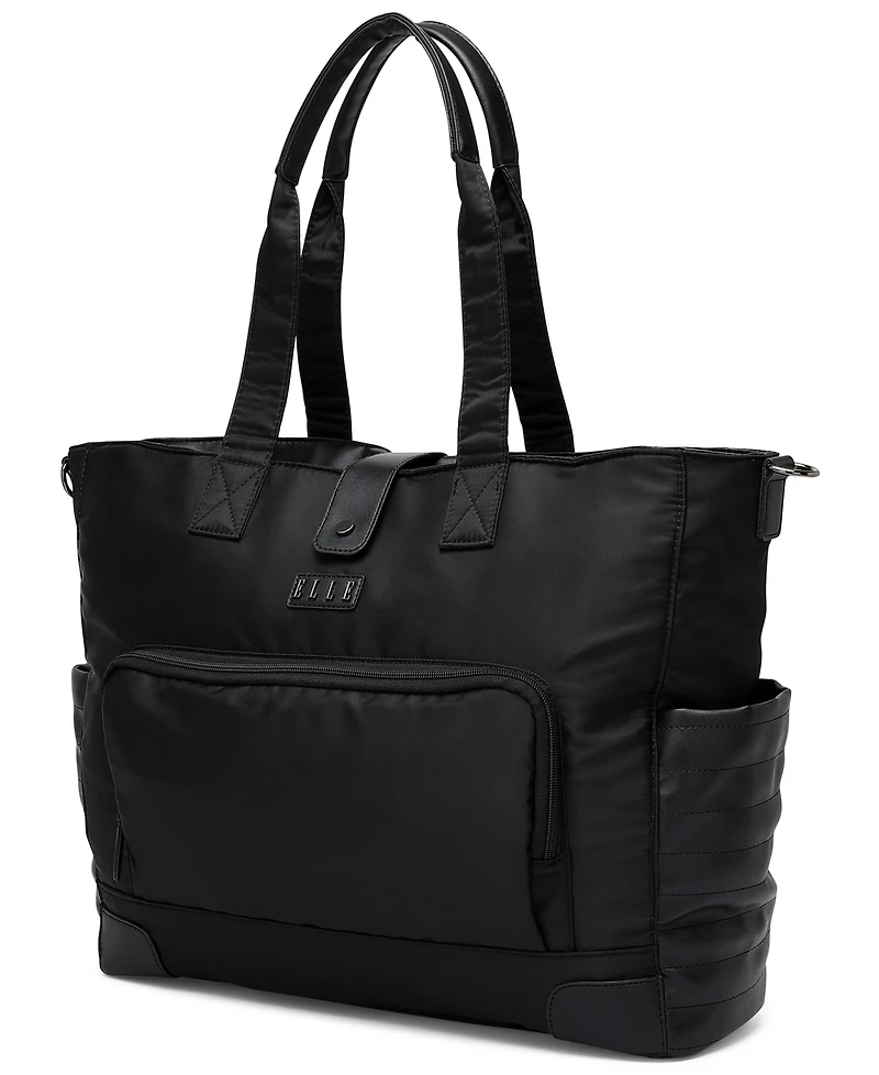 Elle Voyage 14.5" Twill and Faux Leather Weekender Tote Bag