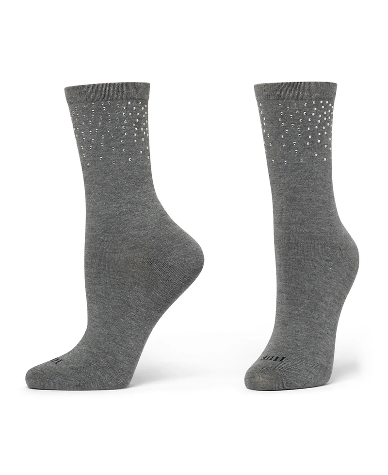 Hue Women's 2-Pack Rhinestone Border Crew Socks
