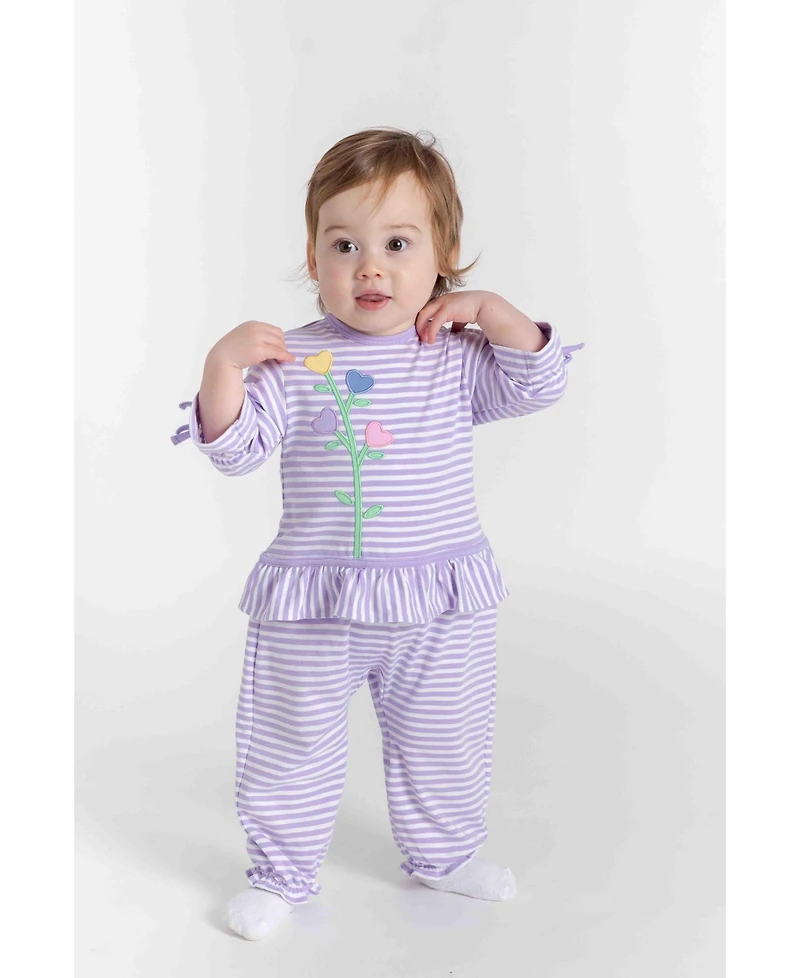 Florence Eiseman Baby Girls Stripe Knit Longall With Heart Flowers