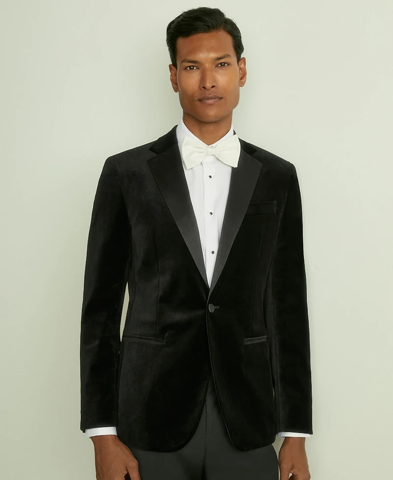 Reiss Men's Velvet Single-Breasted Tailored Fit Blazer