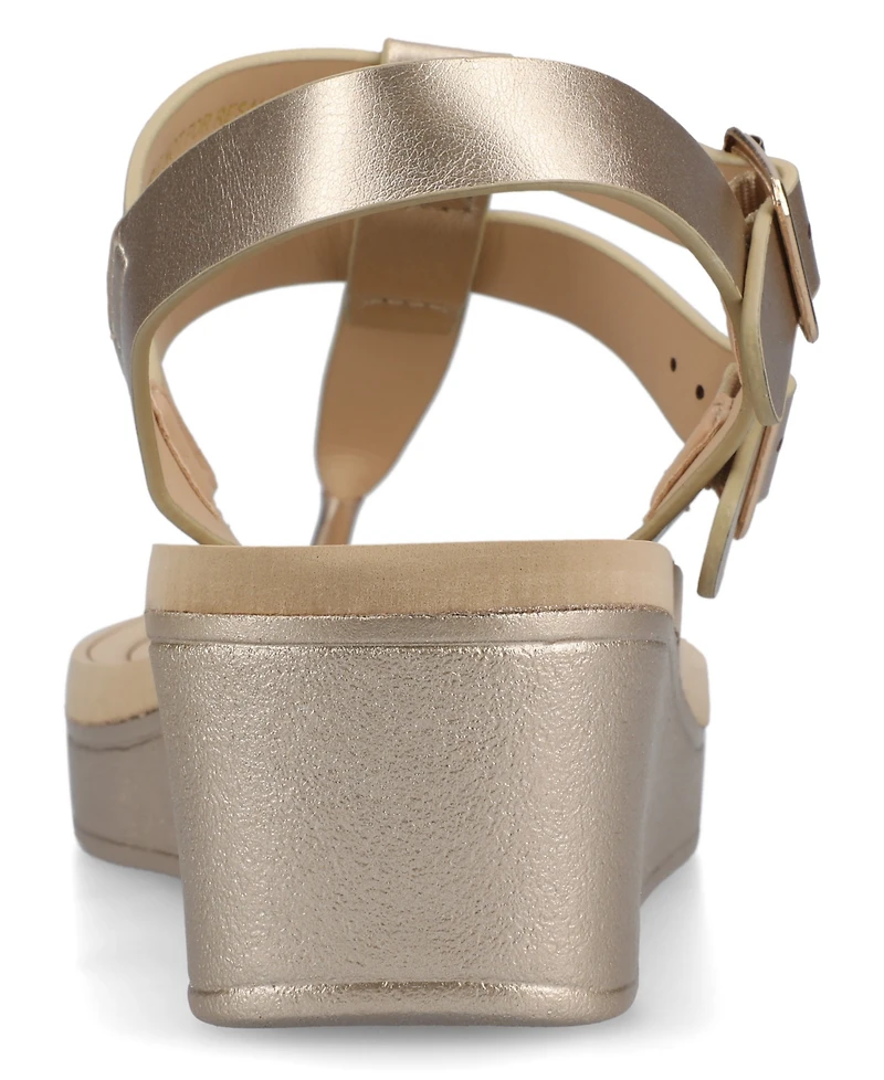 Journee Collection Women's Bianca Double Buckle Platform Wedge Sandals