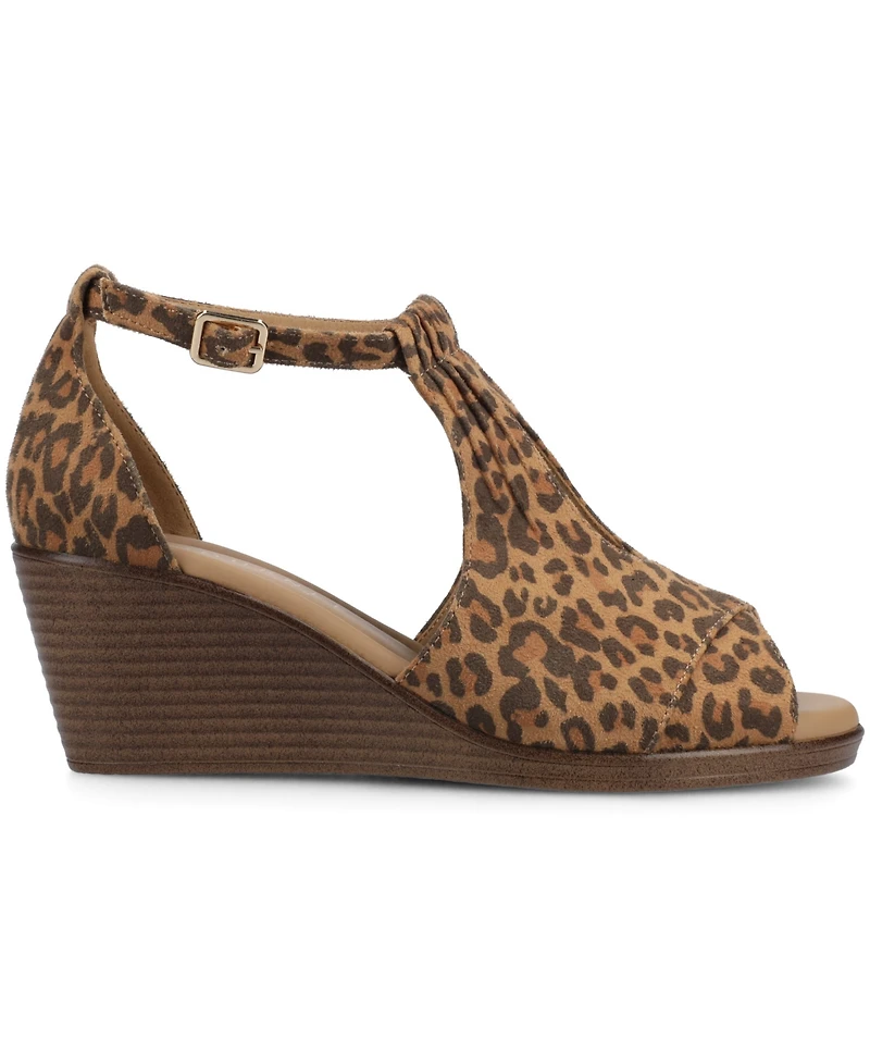 Journee Collection Womens Kedzie Medium and Wide Width Comfort System Peep Toe Wedge Sandals