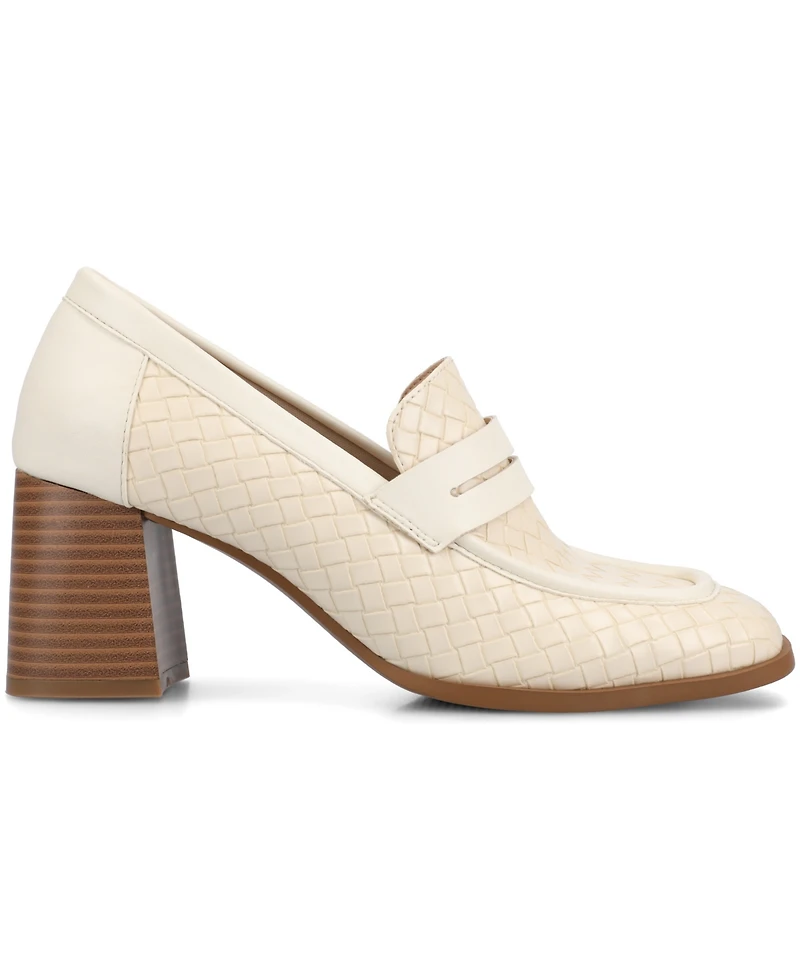 Journee Collection Womens Comfort System Malleah Loafer Style Stacked Heel Pumps