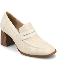 Journee Collection Womens Comfort System Malleah Loafer Style Stacked Heel Pumps