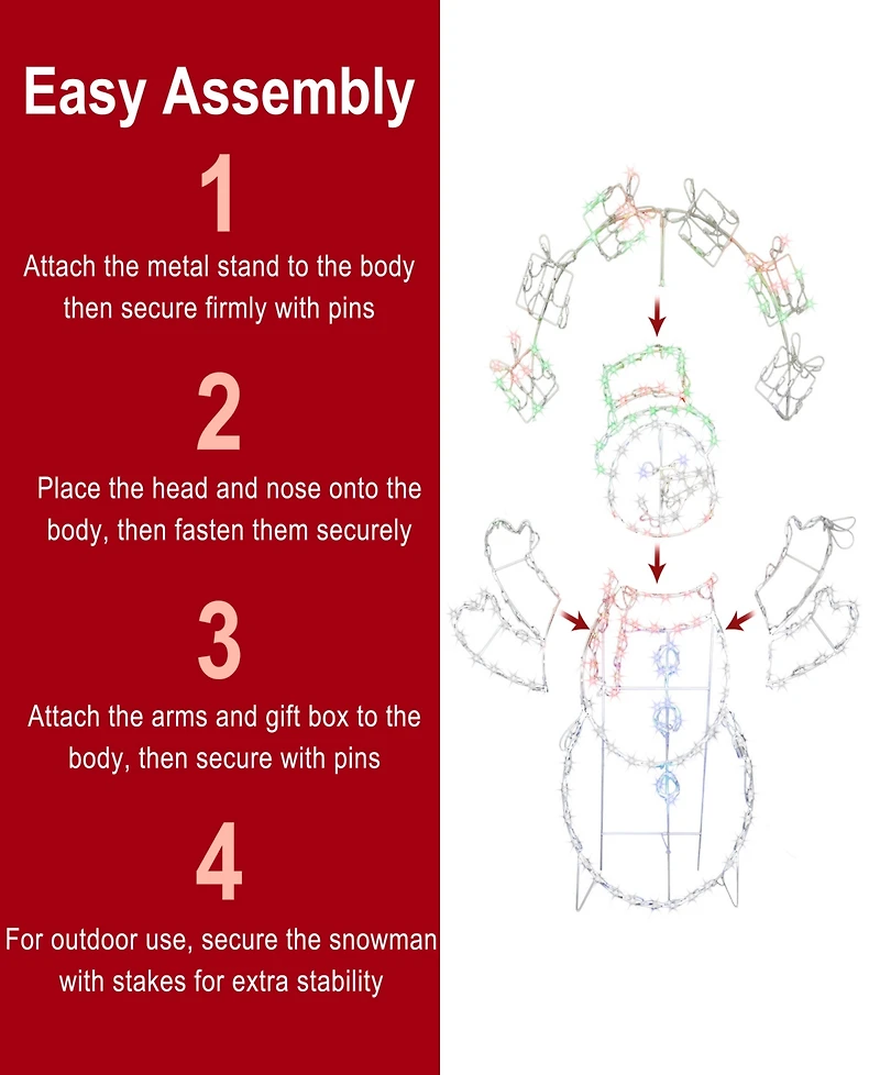Puleo International 5' 2D Outdoor Snowman Christmas Holiday Decor