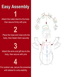 Puleo International 5' 2D Outdoor Snowman Christmas Holiday Decor