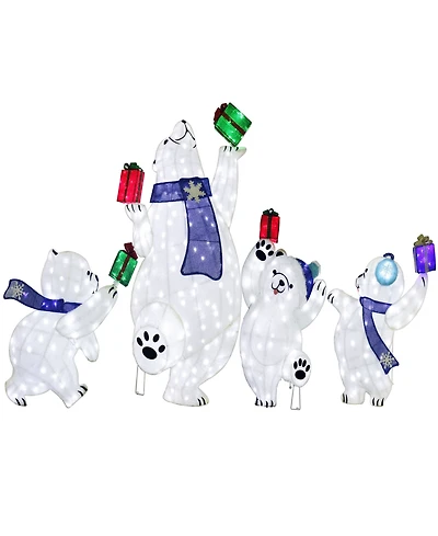Puleo International Pre-Lit Bear Family Christmas Holiday Decor, Set of 4