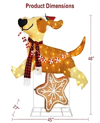 Puleo International 4' Pre-Lit Outdoor Puppy Christmas Holiday Decor