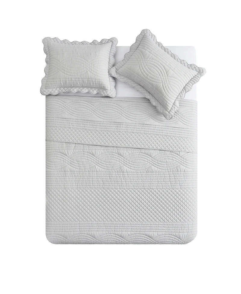 Vcny Home Scallop Microfiber -Pc. Quilt Set