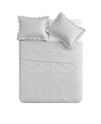 Vcny Home Scallop Microfiber -Pc. Quilt Set