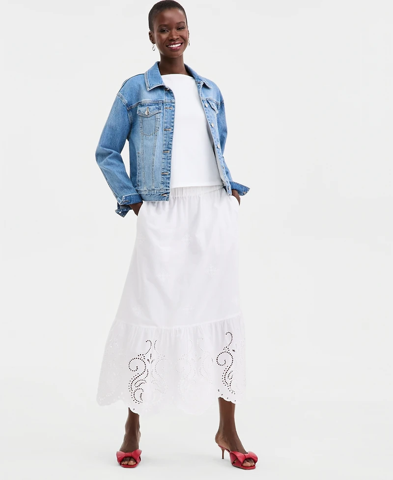 On 34th Women's Cutwork Embroidered Midi Skirt, Macy's Exclusive