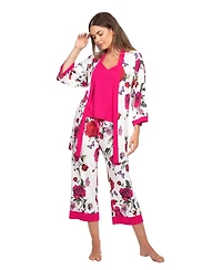 Linea Donatella Women's Sleepwear Velvet Trimmed Kiss 3-Pc. Set