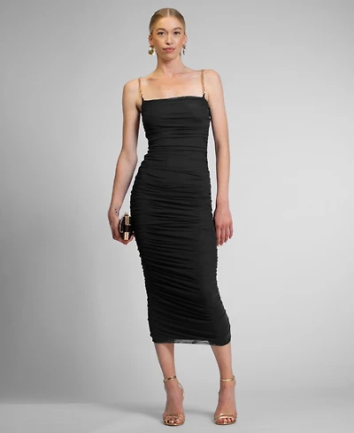 Rachel Roy Women's Sivon Mesh Square Neck Midi Dress