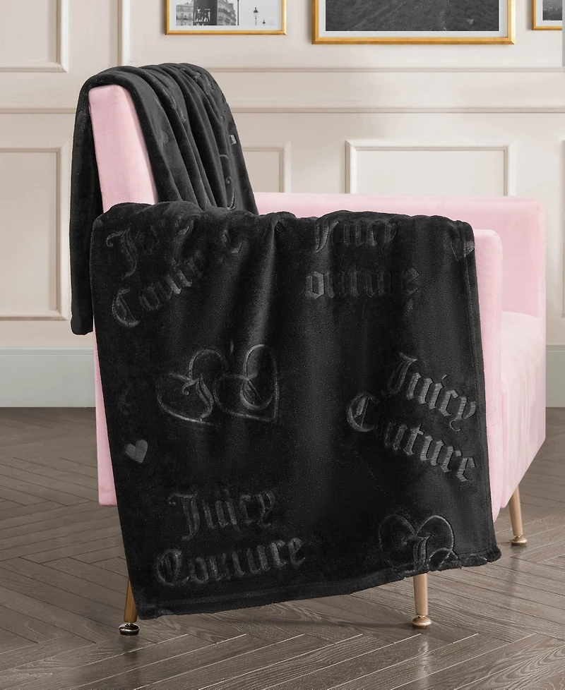 Juicy Couture Embossed Interlocking Hearts Throw, 50"x70"