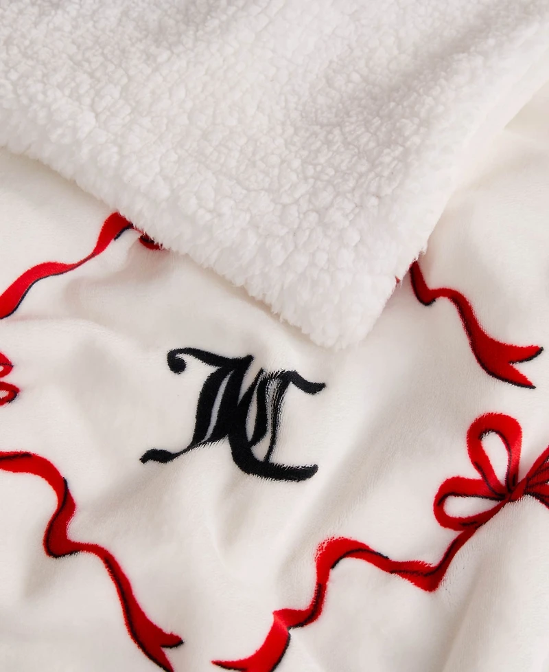 Juicy Couture Plush Reversible Sherpa Throw, 50"x 60"