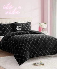 Juicy Couture Plush Reversible Trellis Link Comforter Set