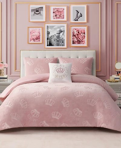 Juicy Couture Plush Reversible Embossed Crown 4-Pc. Comforter Set