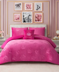 Juicy Couture Plush Reversible Embossed Crown 4-Pc. Comforter Set